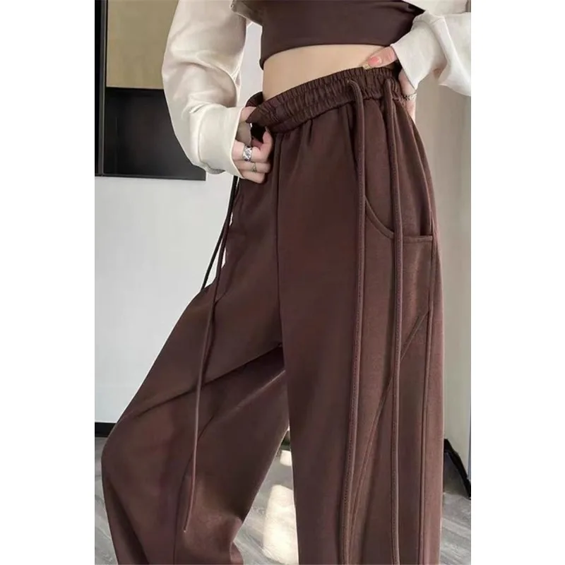 Pantaloni a gamba larga con coulisse delle nuove donne Primavera e autunno Pantaloni a banana dritti drappeggiati Pantaloni sportivi casual femminili alla moda