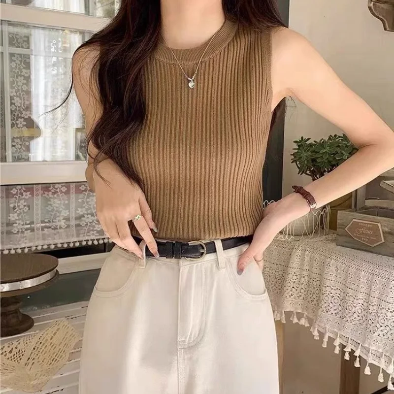 Abbigliamento da donna Gilet in maglia Innerwear Nuovo girocollo Autunno e inverno Innerwear Strato base Capispalla Top senza maniche Moda