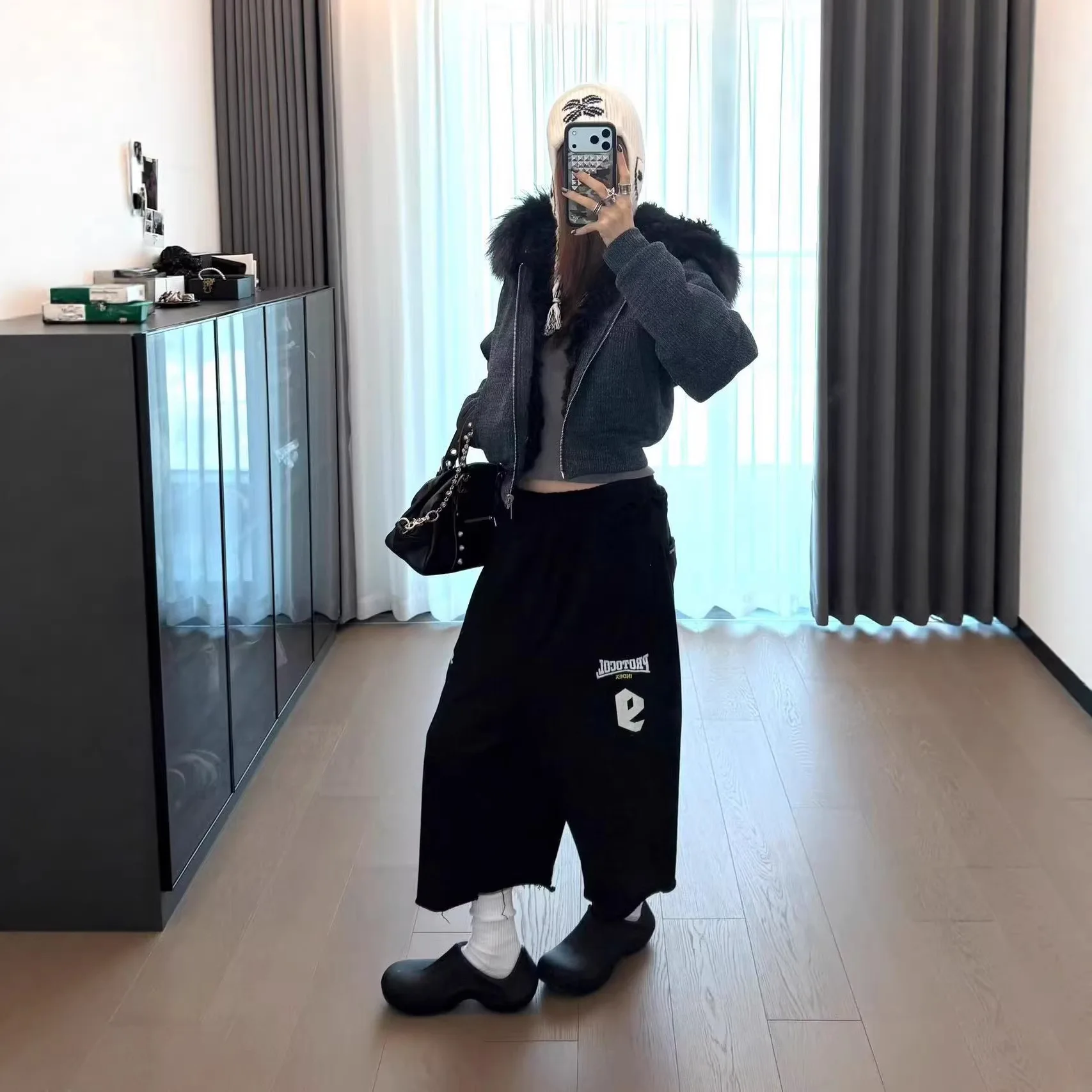 PROJECT G/R Twisted Waist Knife Cut Three-Piece Solid Seven-Piece Pants for Sportive and Casual Wear Grailz Protocol Index