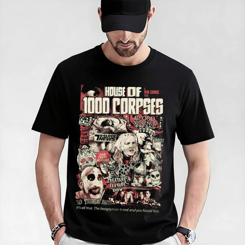 

Horror Movie House of 1000 corpses Scary Halloween Gift t shirt Rob zombie Captain spaulding Graphic Clothes Large size Tops