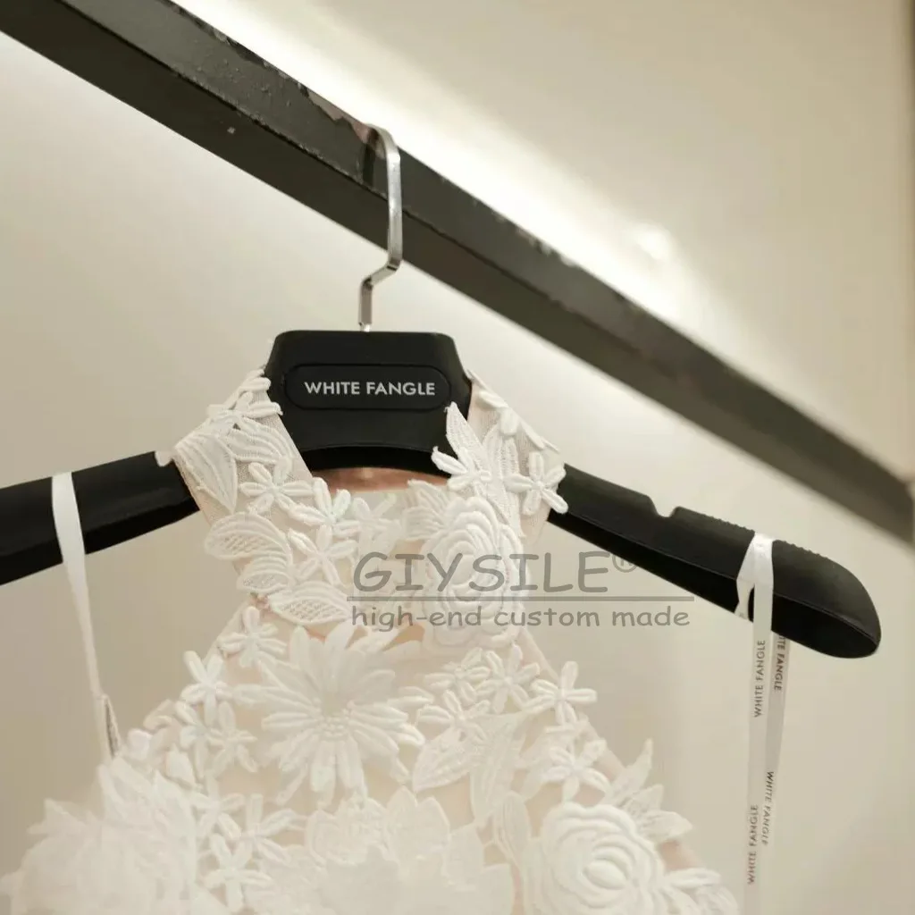 GIYSILE Customized New Neck Hanging Light Wedding Dresses Lace Sexy Backless Small Tail Evening Gowns vestidos de novia boda