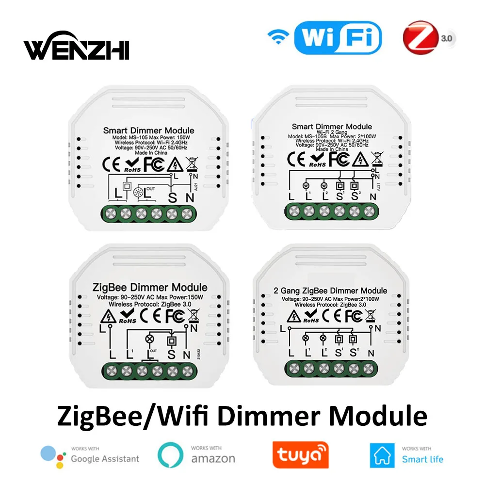 

Wi-Fi/ZigBee диммер 1/2 Way Gang LED Light Switch Module Automation Remote Control Smart Life Tuya Alexa Google Home Assistant