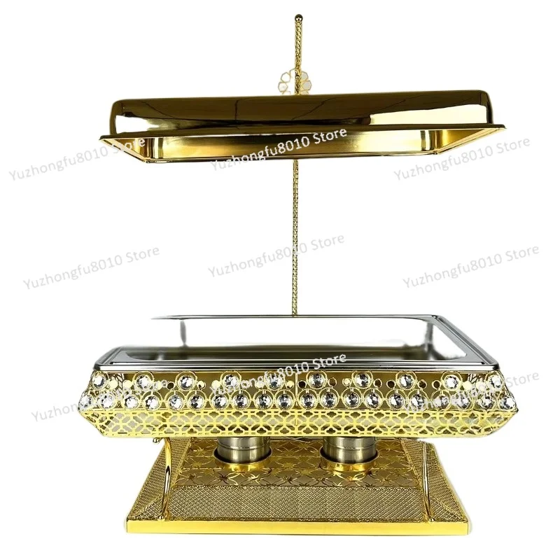 Luxury 9L Stainless Steel Self Service Food Warmer Hot Pot with Glass Window for Family Restaurant Hotel Self Service Party