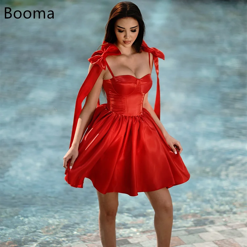

Booma Elegant A-Line Evening Dresses Spaghetti Strap Bow Sleeveless Formal Party Gowns for Women Prom Gown Customize 2025