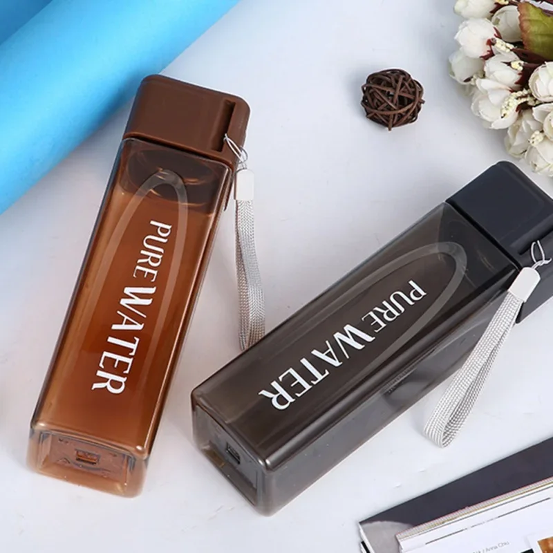 

Спортивная бутылка для воды Garafa 500 мл, водная тыква, Мотивационная бутылка для воды для спортзала с веревкой, Квадратная бутылка для воды, милая чашка для молока и чая