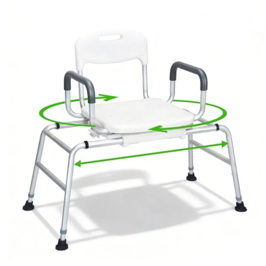 

Sliding Shower Chair for Elderly and Disabled - Heavy Duty Tub Transfer Bench with 360 Swivel Seat in Gray for Inside Shower Us