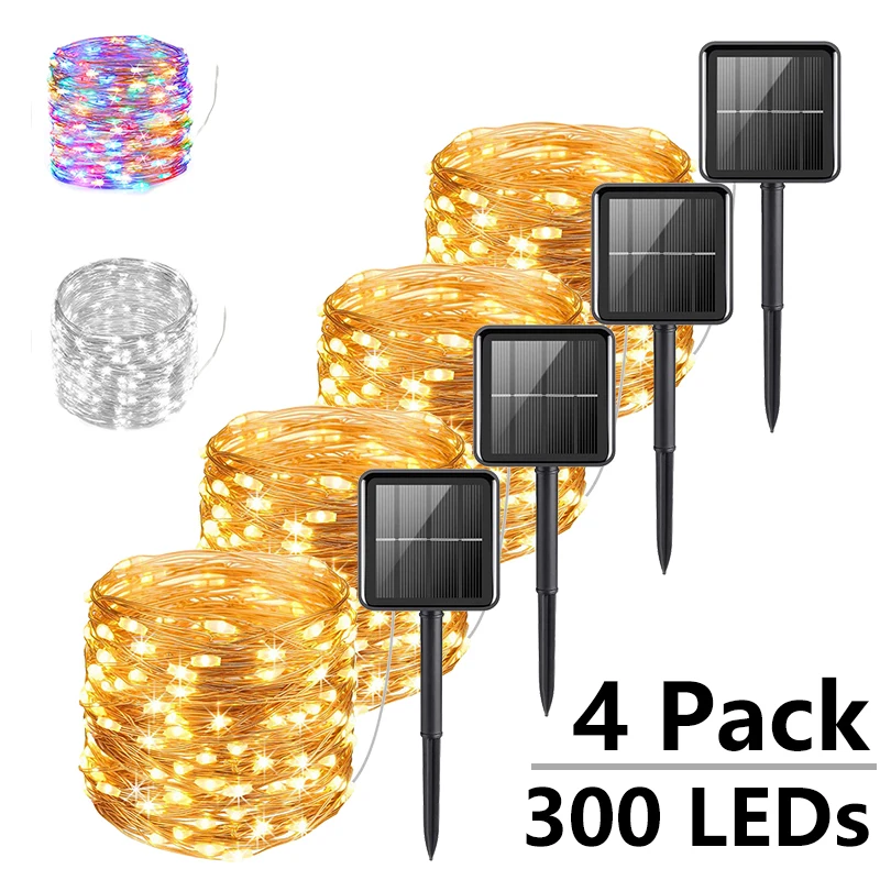 7M/12M/22M/32M Solar LED Fairy Light, 8 Modes Warm Multicolor IP65 Waterproof, Festoon Garland String for Christmas Party Garden