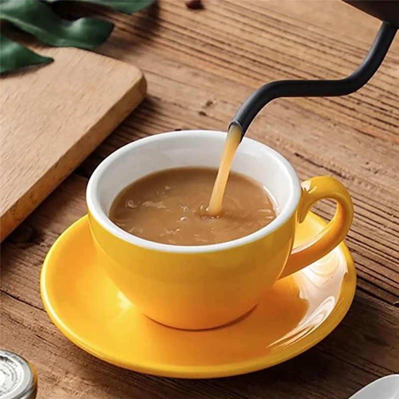 European Style 220Ml Coffee Cup Minimalist Design Solid Color With Base Couple Mug Tea Cup Latte - view 5
