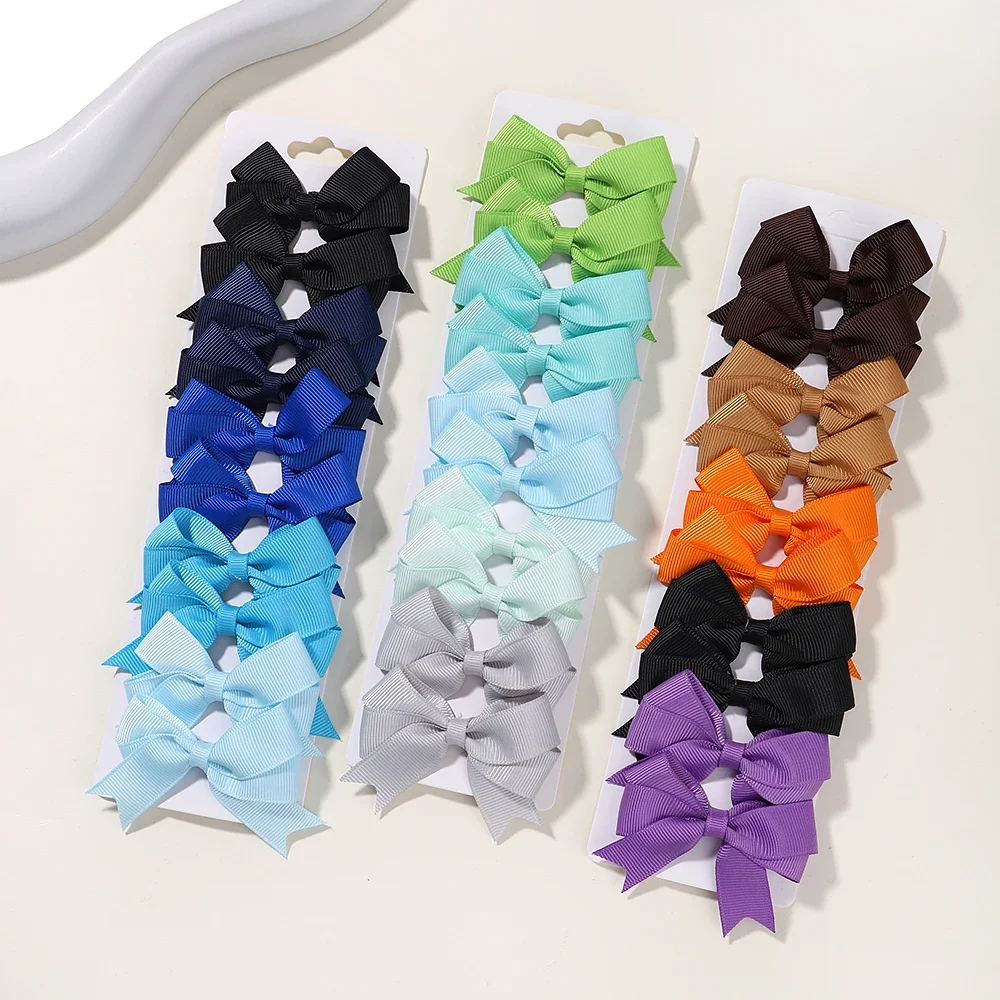 10Pcs/Set Baby Colorful Ribbon Bowknot Hair Clip Girls Exquisite Handmade Hairpins Barrettes Headwear Kids Baby Hair Accessories