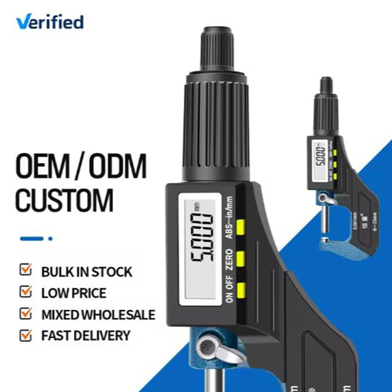 High-Precision 0.001mm Digital Micrometer Enabled No Engraved Lines Electronic Spiral Micrometers Outside Diameter Measurement