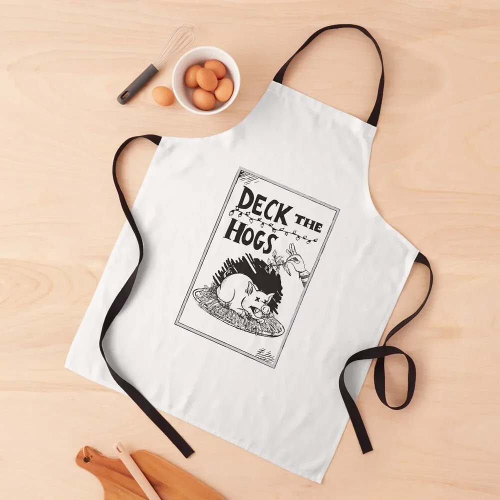 

Deck the Hogs Apron Funny women's kitchens Things For Kitchen Apron