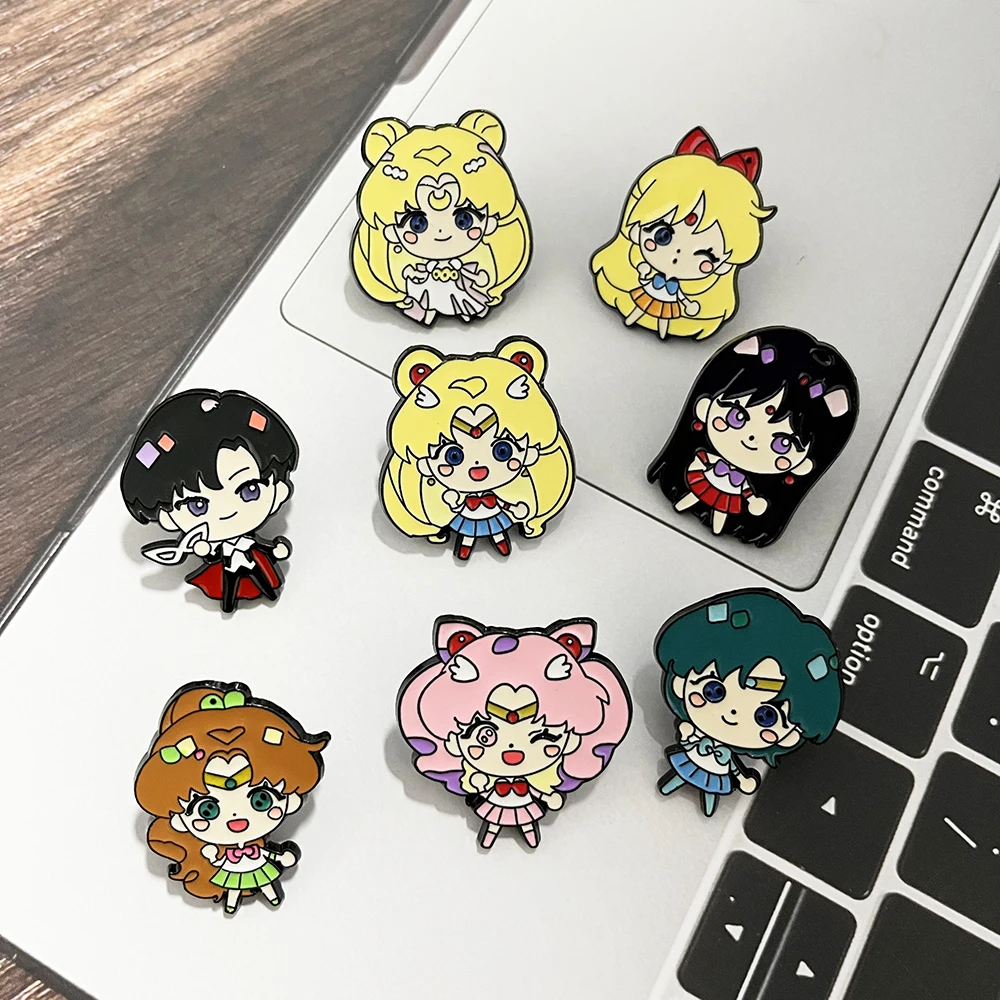 8pcs Sailor Moon Enamel Brooch Set Tsukino Usagi Cartoon Character Fashion Metal Badges Accessories for Backpacks And Clothing - view 4