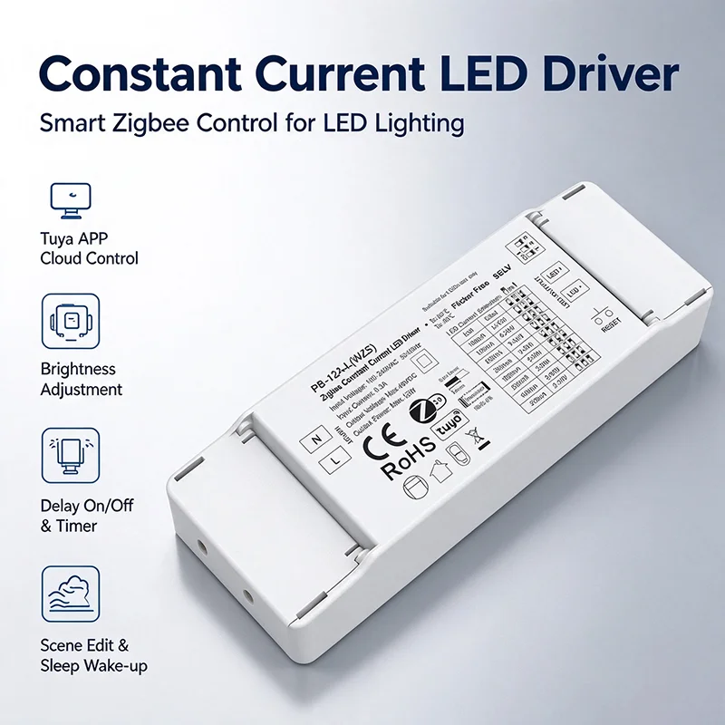 DC3V-24V 1CH*(350-700mA) 12W / DC9V-45V 1CH*(100-450mA) 12W Zigbee Constant Current LED Driver  Tuya APP cloud control