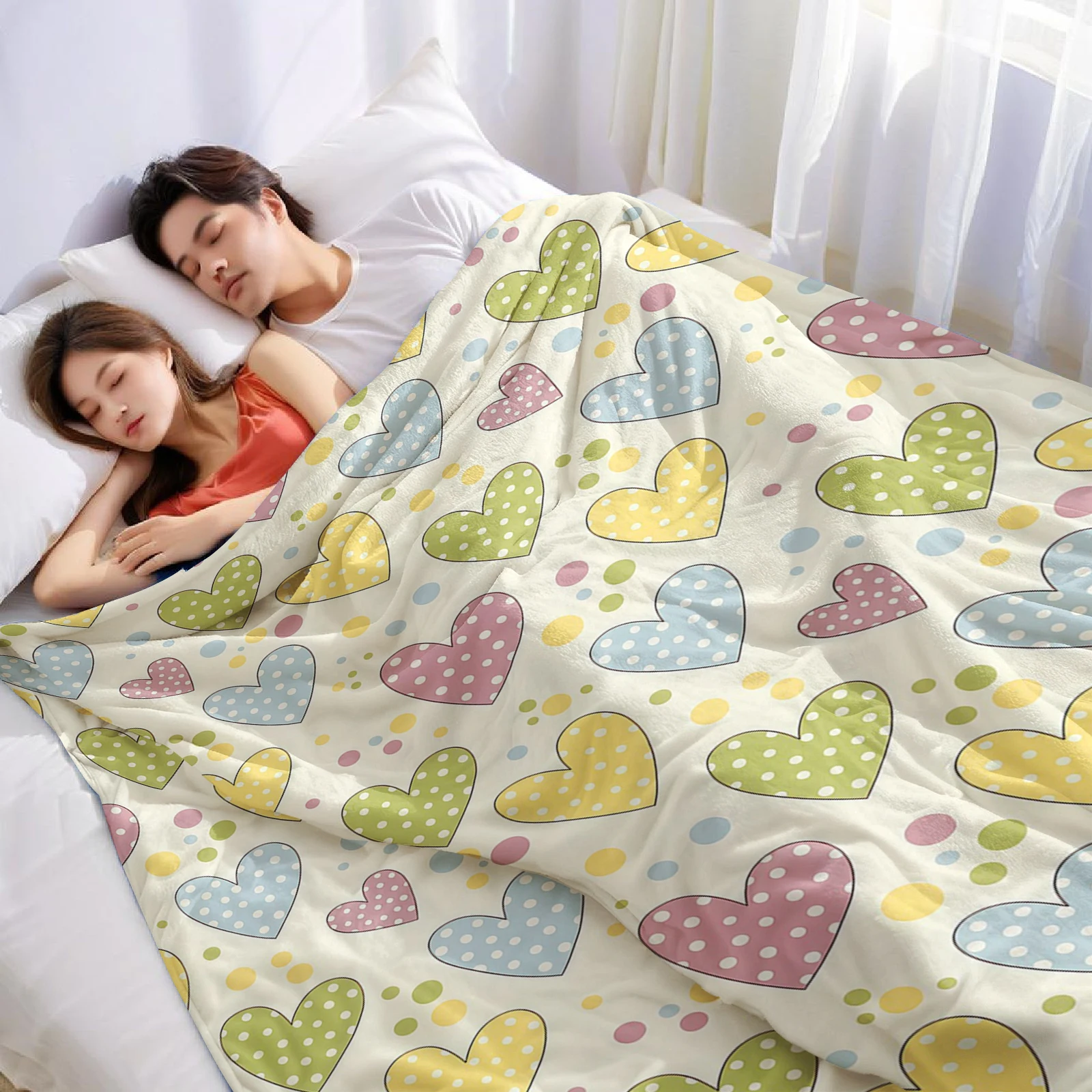 Doodle Hearts Ultra Soft Sherpa Fleece Blanket Fluffy Warm Halloween Cozy Throw for Sofa Couch Bedroom Gift All season