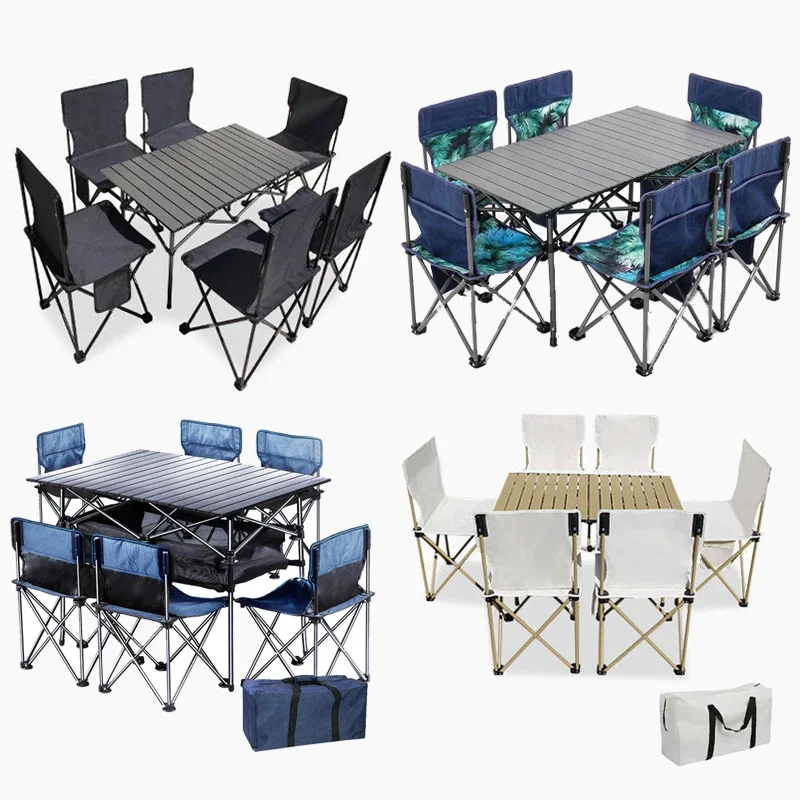 Aluminum Alloy Mountain Outdoor Folding Foldable Table Portable Camping Picnic Dining Table and Chair Set For Events