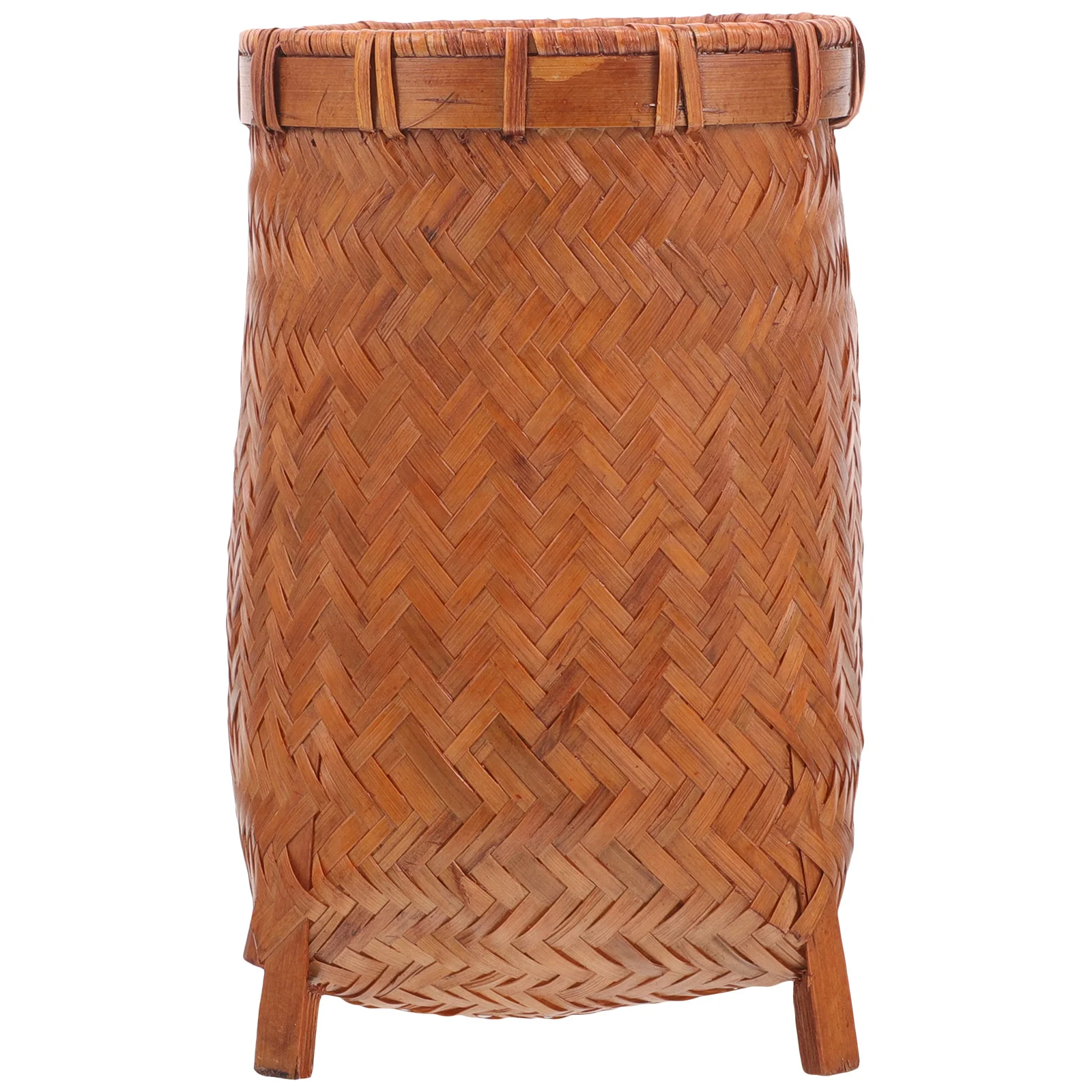 Bamboo Woven Pen Holder Retro Style Multi Functional Desk Organizer Tea Clips Holder Makeup Brush Pot Stationery Storage