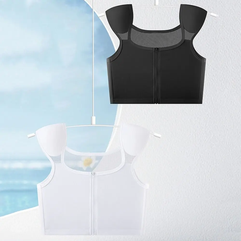 ตาข่ายแบน Breast Binder Bustier Shapewear ไหล่กันกระแทก Pad หน้าอก Binding Intimates ชุดชั้นใน Tank Top Shapers คอสเพลย์