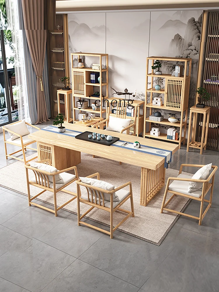 

Новый комплект стола и стульев в китайском стиле из массива дерева: современный минималистичный многофункциональный чайный стол для чаепития