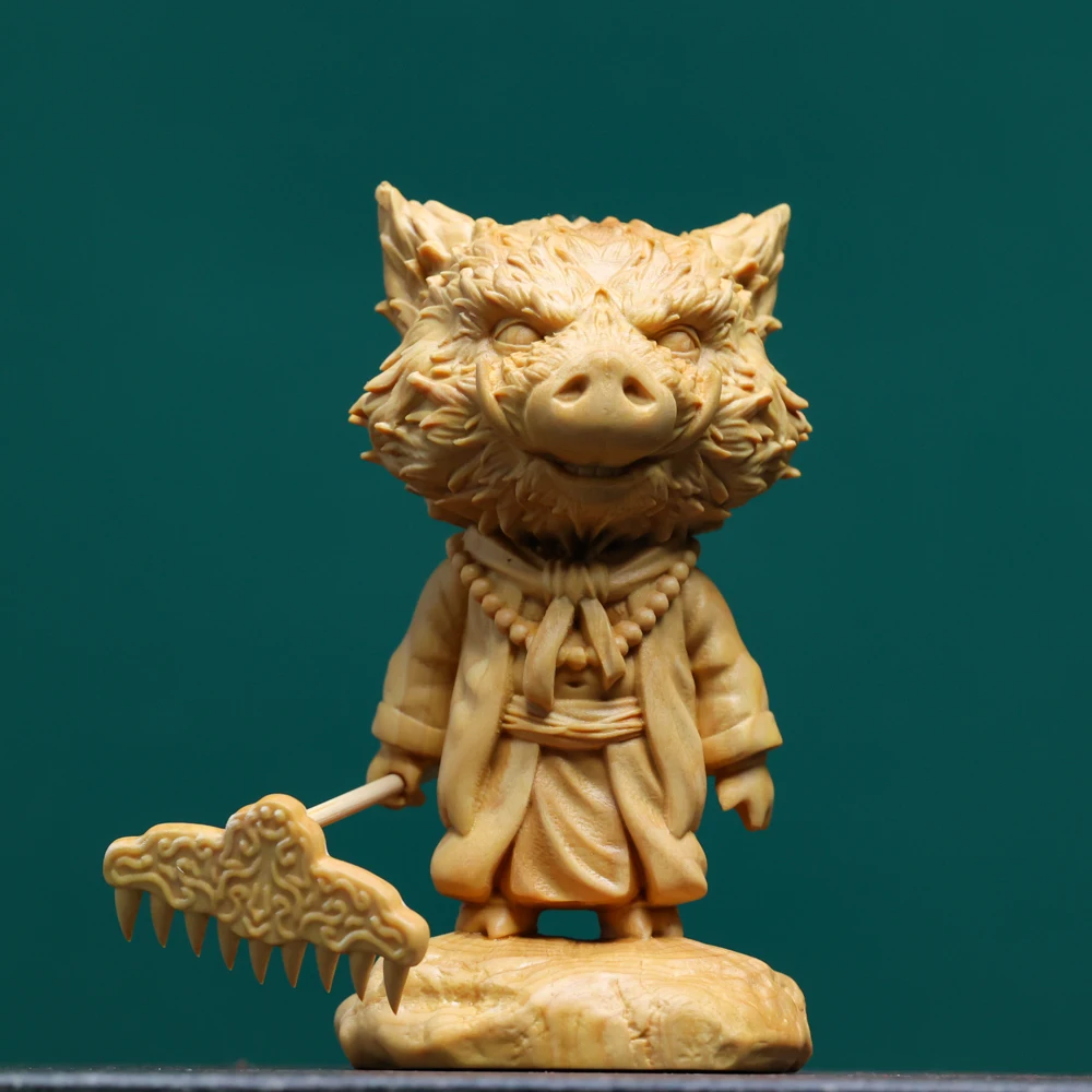 Boxwood Carved Zhu Bajie Figurine 