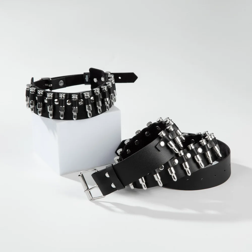 1pcs Women Men Fashion Lady Rivet Studded Imitation PU Leather Steam Punk Belt/ Neck Necklace Belt Ladies Jeans Retro