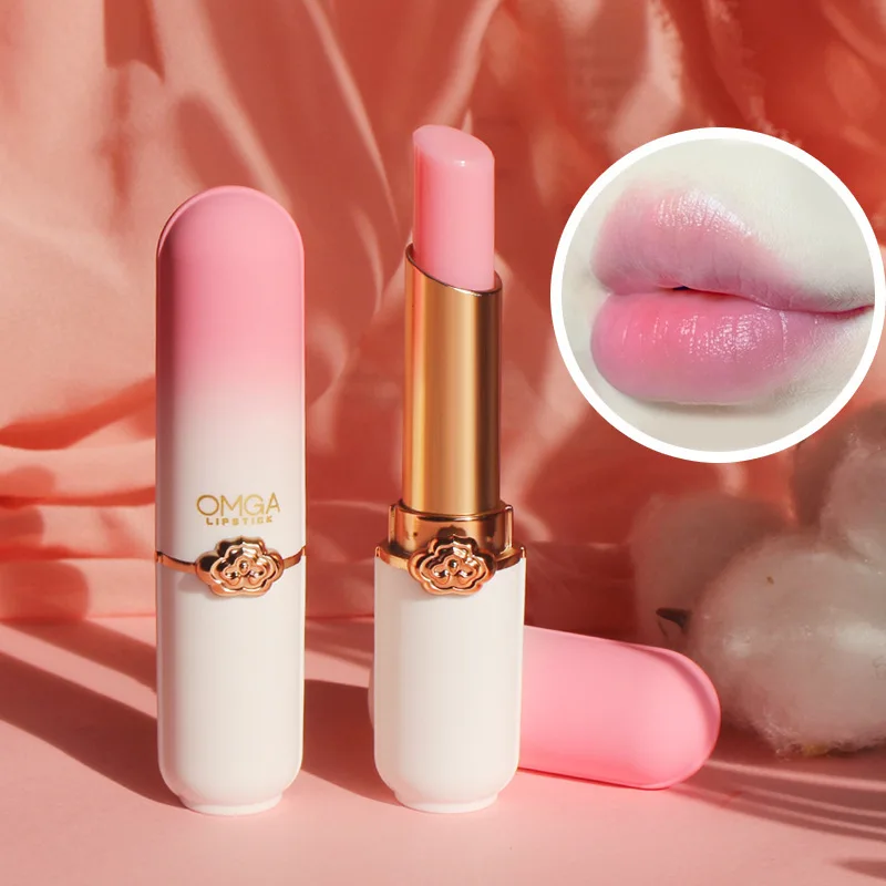 Mudança de temperatura Cristal Lip Balm, Hidratante Lip Gloss de Longa Duração Lip Gloss, Maquiagem Cuidados Reparação Cosméticos, Cor De Pêssego