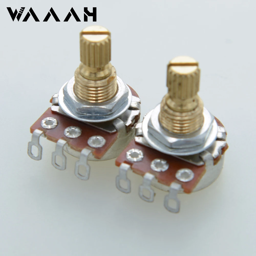 2pcs Guitar Potentiometer Splined Small Pot Brass Threaded Shaft Guitar Bass Effect Amp Tone Volume 15mm 18mm Shaft Parts