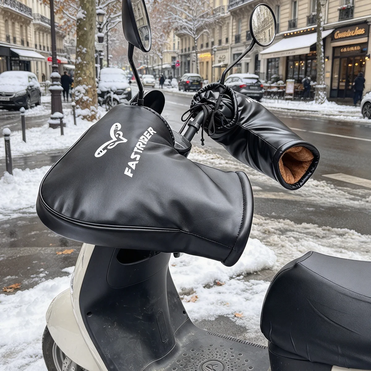 Motorcycle handlebar cover - Winter riding warm hand grip cover with plush lining