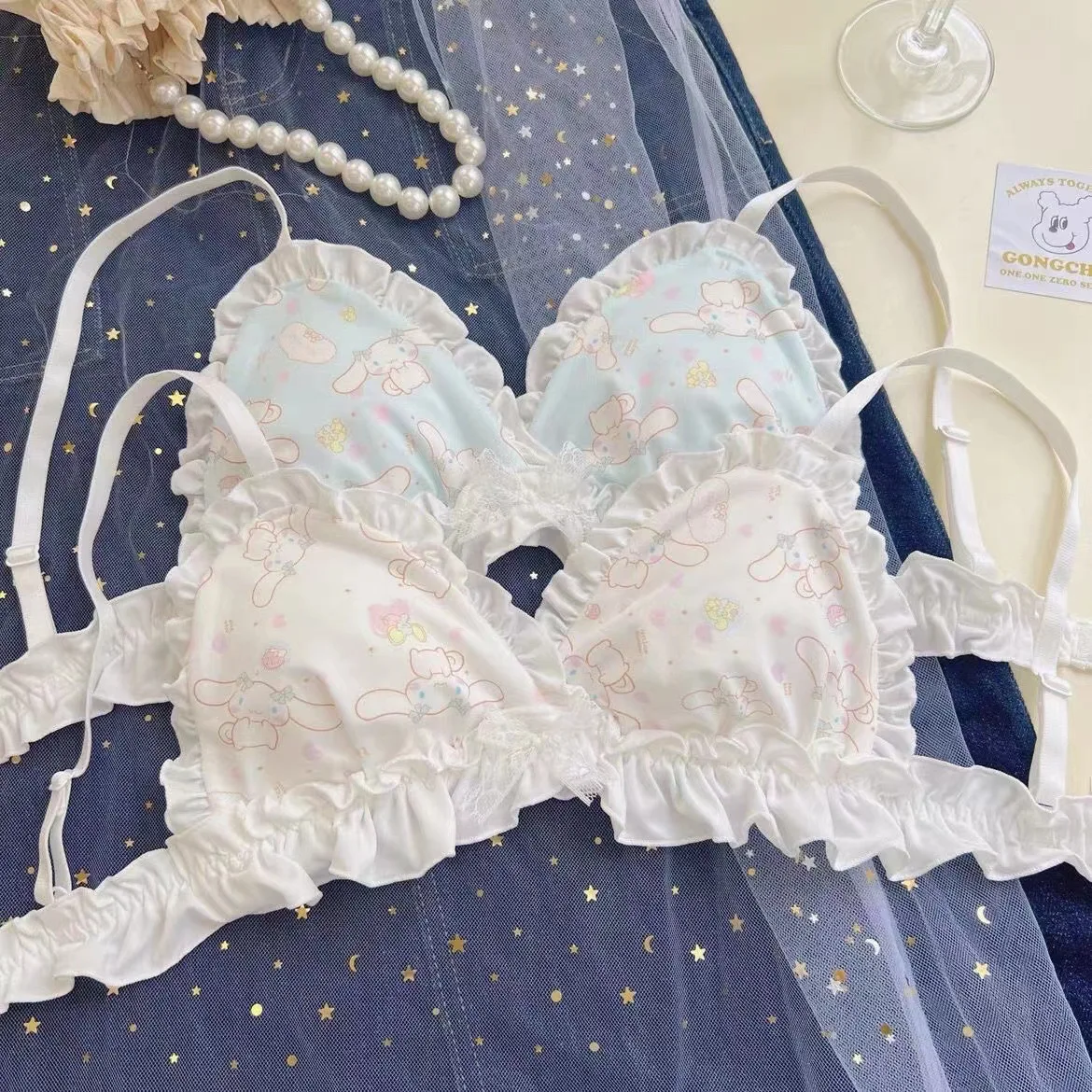 Sanrio Cinnamoroll Underwear Set for Women Anime Kawaii My Melody Lolita Cotton Sexy Panties Girl Bra Cartoon Student Lace Sweet