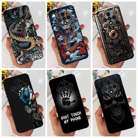 For Infinix Zero 8 8i X687 X687B Fashion Dragon Metal Style Painted Case For Infinix Zero8 Zero8i Black Silicon Soft Phone Cases