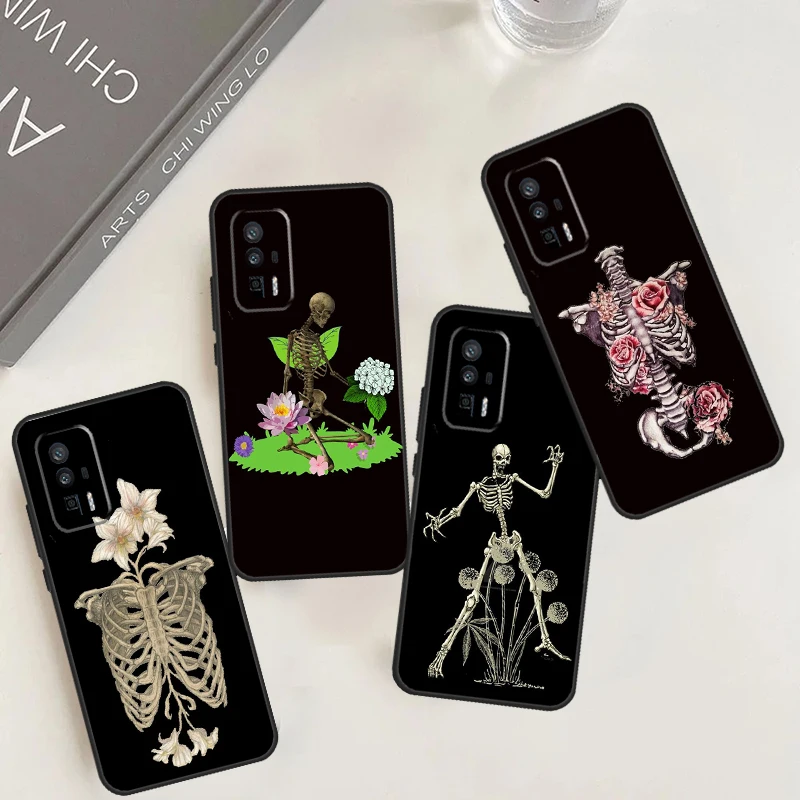 Skull Bones Botany Case For Xiaomi 14 11T 12T 13T Pro 12 13 Lite POCO X6 Pro X3 X4 X5 F3 M5s M6 F5 Pro Cover