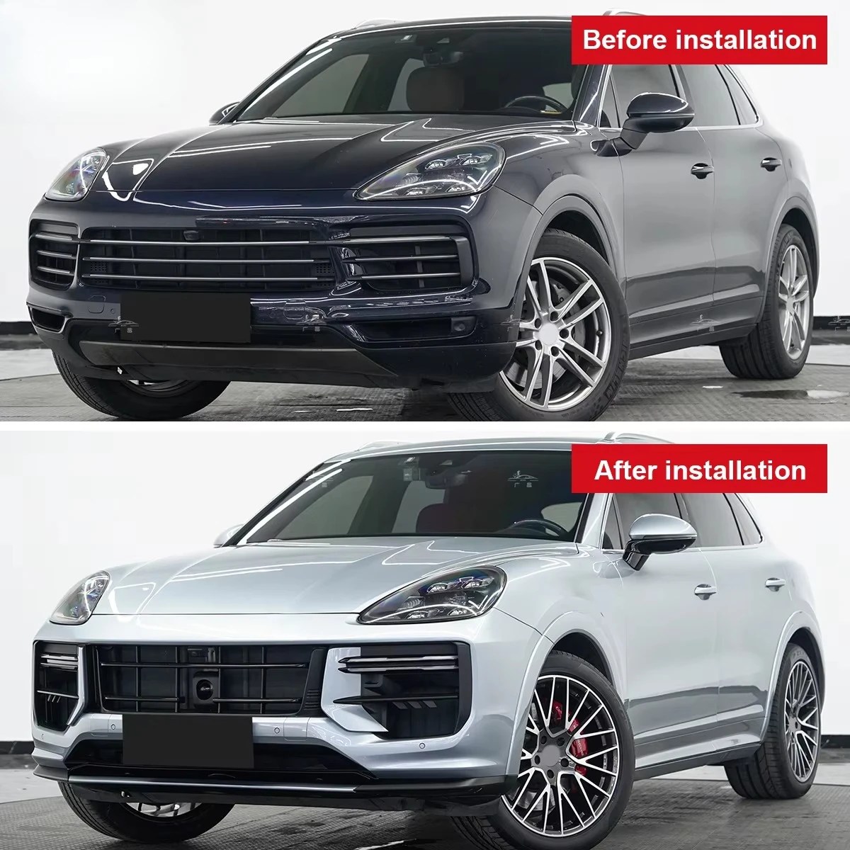 New 2018-2023 Front Bumper Bodykit Upgrade to 2024 Turbo SD GT for Cayenne Coupe Bolt-On Plastic