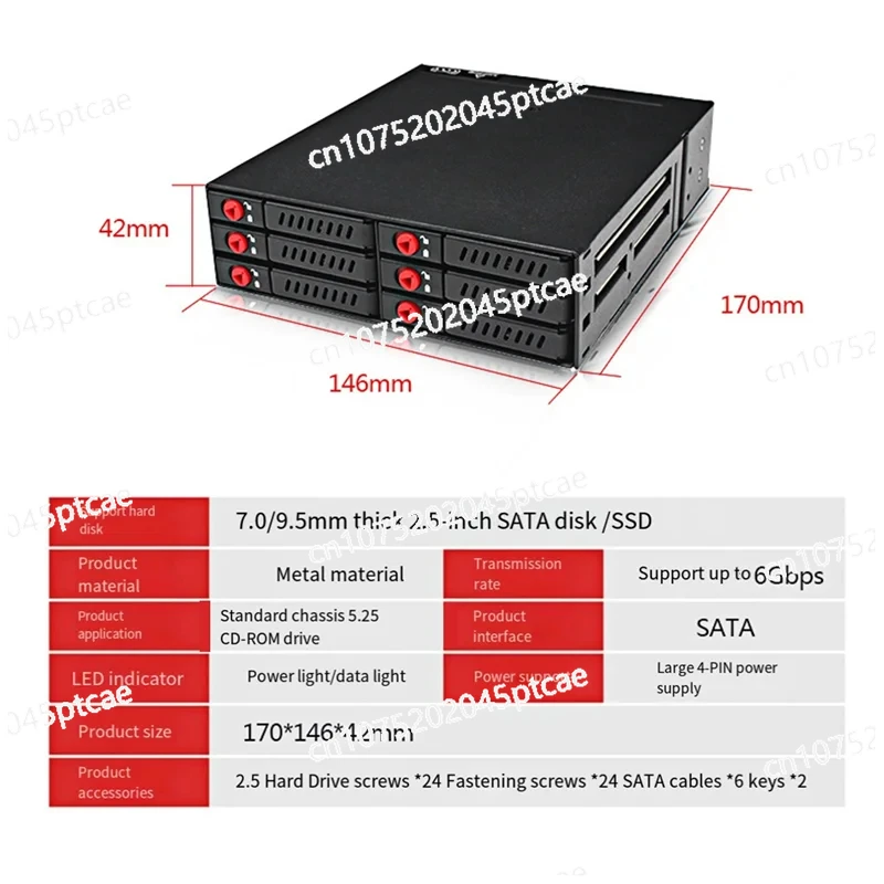 

Корпус для жесткого диска SATA SSD с 6 отсеками, 2,5 дюйма, мобильная стойка/корпус для жесткого диска, стойка для хранения данных для отсека для дисков 5,25 XQ