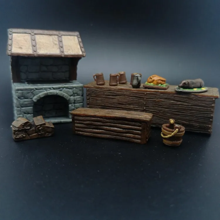 Original Hasbro Wizkids NECA Warlock Tiles Board Games Tavern Doors Archways Kitchen Miniature Scenes Ornament Collect Toy Gifts