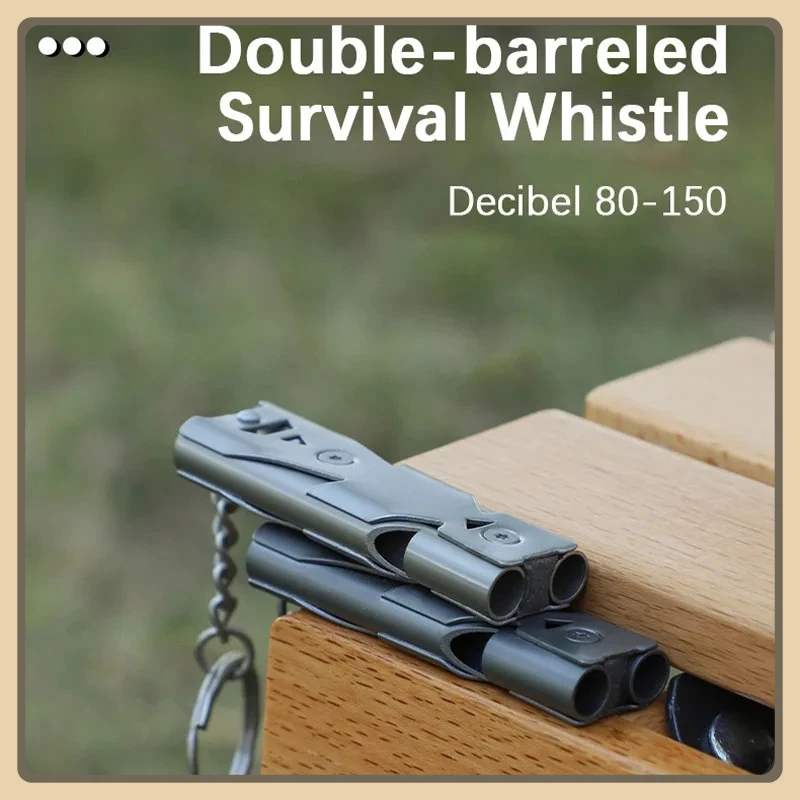 مزدوجة الأنابيب صافرة قلادة المفاتيح عالية ديسيبل المحمولة في الهواء الطلق بقاء أداة تخييم الطوارئ متعددة الوظائف صافرة 1 قطعة #5