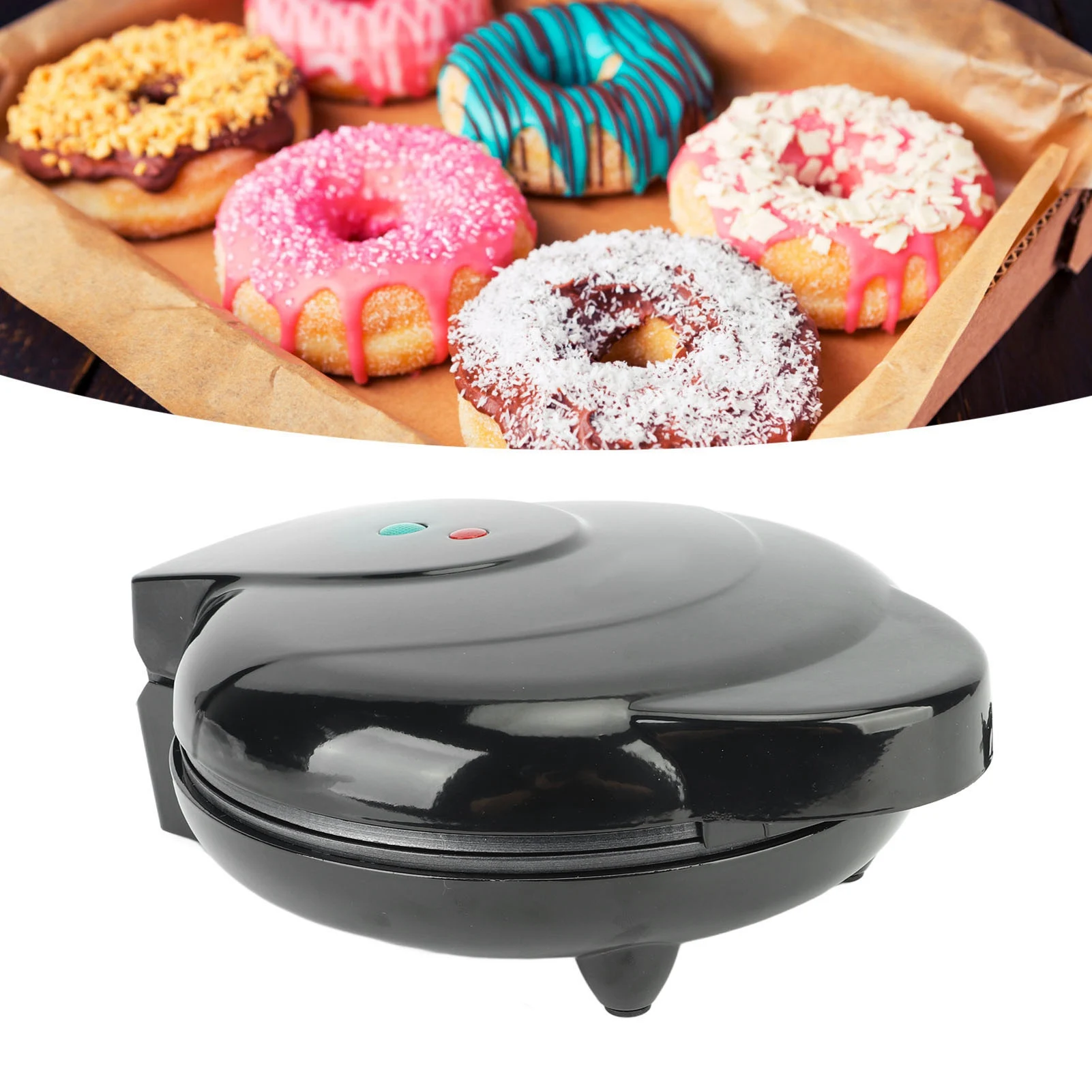 

Donut Maker Easy Release Double Sided Heating Prevent Stick Portable Mini Electric Donut Maker Machine for 7 Doughnuts