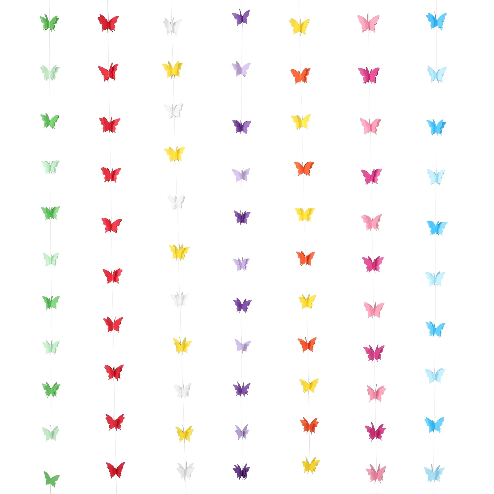 

7 Pcs 3D Butterfly Paper Blue Decorations for Birthday Party Wedding Celebrations Hanging Banner 2M 7 Colors