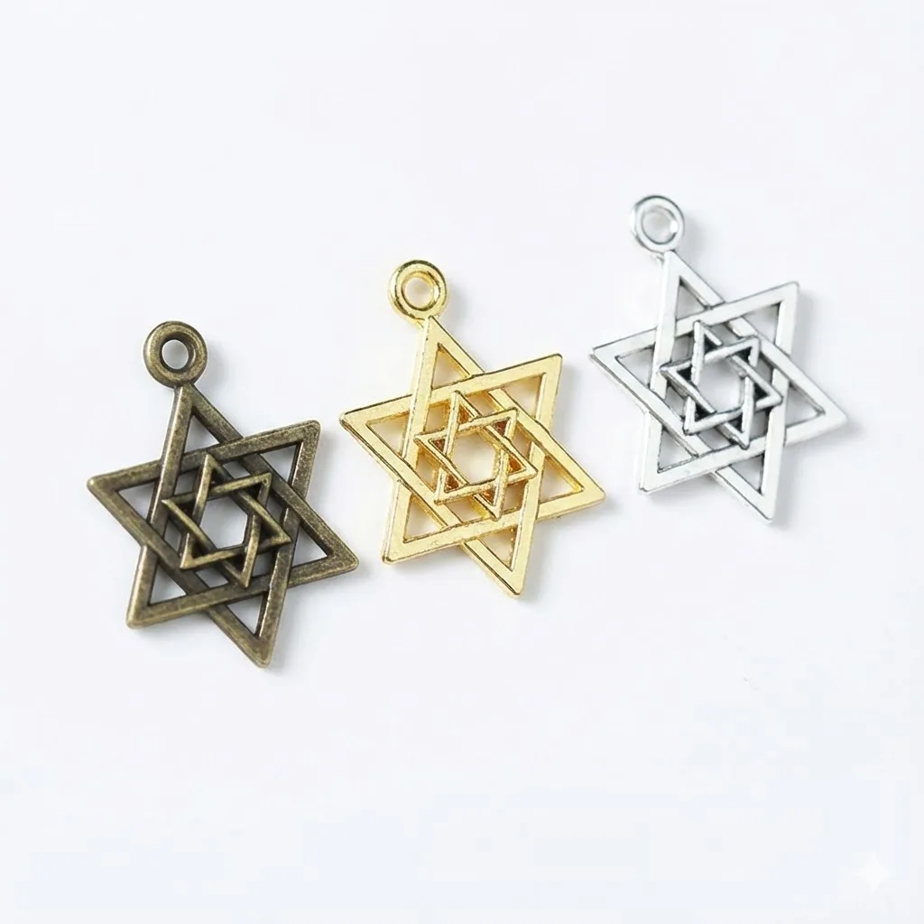 

50pcs 16mm Star of David Charms Hollow Hexagram Pendants David Amulet for DIY Necklace Bracelet Jewelry Making Findings