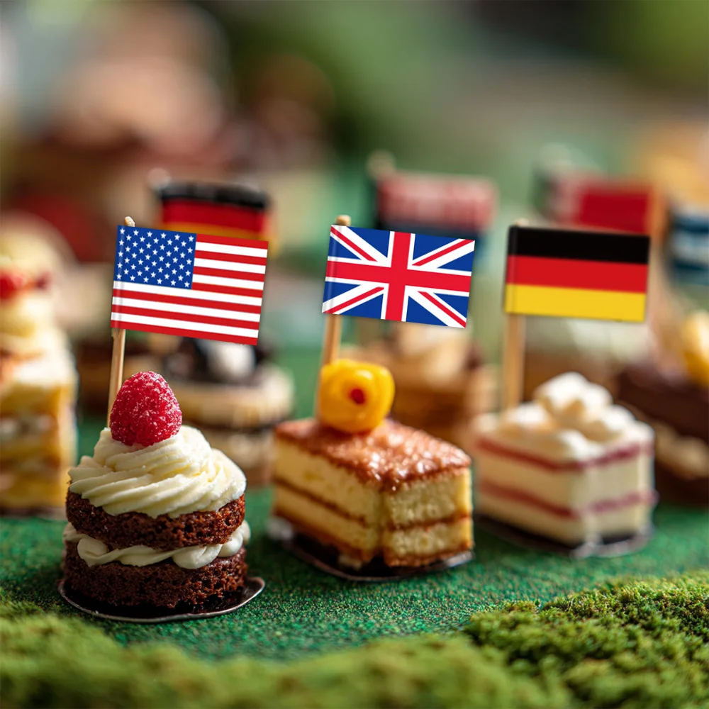 48-teiliges Fußball-Match Themen-Deko-Set Tortendekoration USA UK Nationalflaggen Party-Zubehör Kuchen-Dekorations-Accessoires – Detail 8