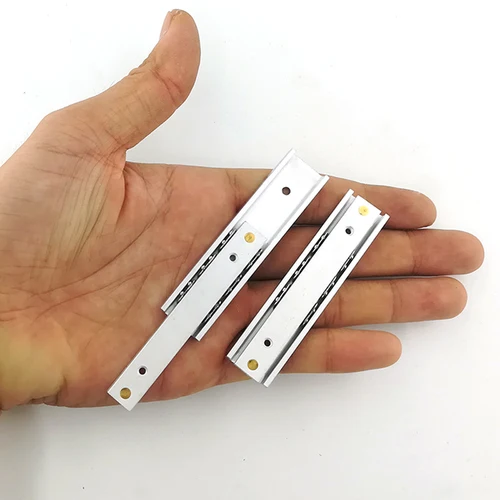 Imagen 2 del producto Riel deslizante de cajón con rodamiento de bolas de aleación de aluminio de 2 uds., carril plegable para cajón de 16mm, 70 100 140 200 250mm, riel deslizante de rodamiento para muebles