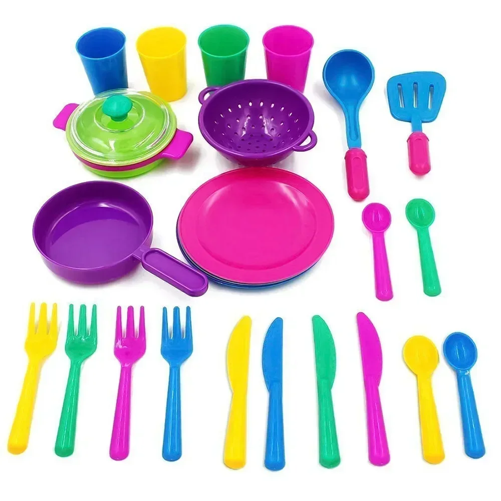 28pcs/set children's simulated kitchen set cutlery basket creative home house toy baby gift parent-child interaction