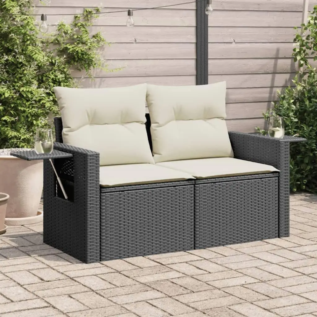 

Cozy Black and Cream White Garden Sofa Outdoor Seating Furniture for Patio and Balcony Relaxing Space