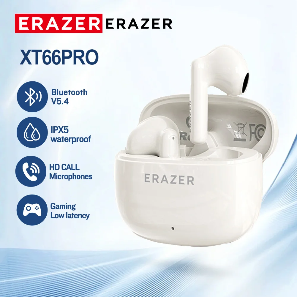 ERAZER XT68PRO Bluetooth Earphones In-ear Earbuds TWS Wireless Headphones Game Low Latency Bluetooth 5.4 Noise Reduction