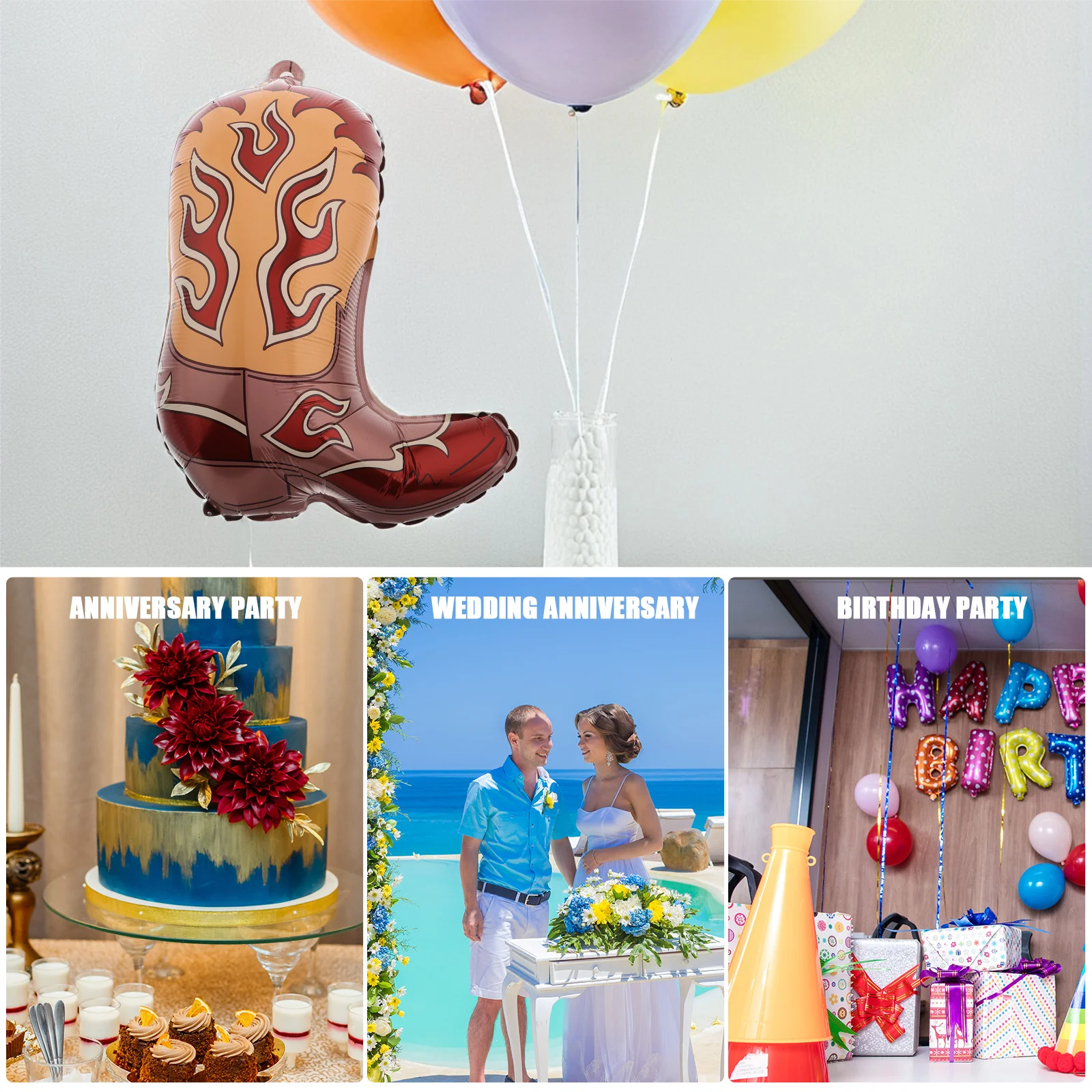 

6Pcs Western Cowboy Boot Balloons Inflatable Birthday Party Decorations Western Theme Supplies Cowboy Favors