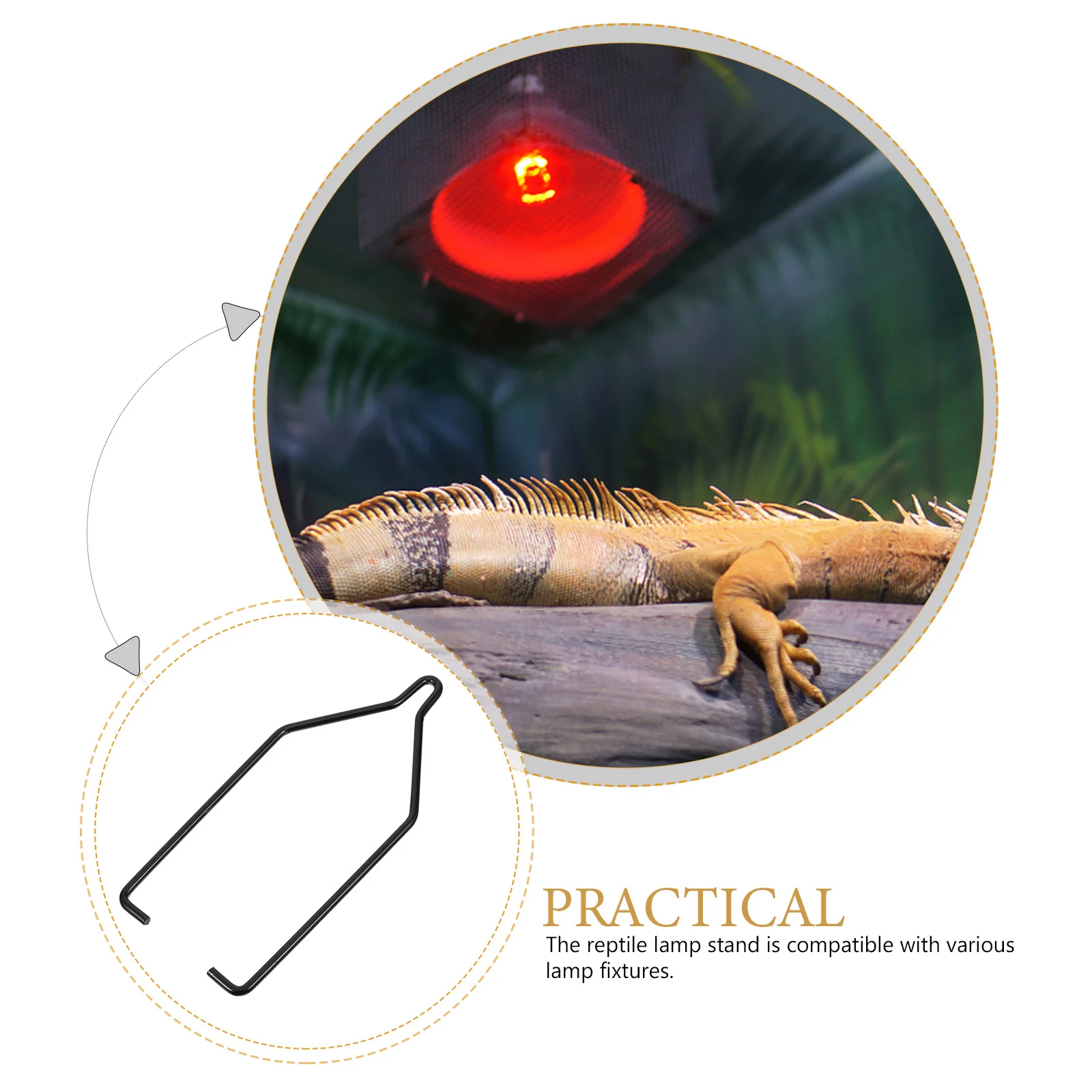 

Reptile Lamp Stand Adjustable Metal Lamp Rack Floor Standing Base Heat Light Hook Accessory for Pet Habitat Terrarium