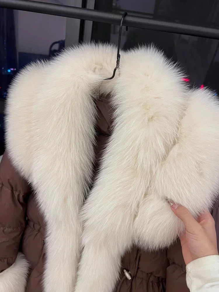 2024 Winter New Fashion Natural Big Fox Fur Coat Goose Down Jacket Parkas Long Luxury Puffer Jackets Women Clothing Hot Sale