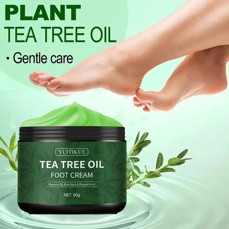 YUITIKUE Tea Tree Oil Foot Cream 60g Natural Formula with Aloe Vera Peppermint & Vitamin E for Daily Foot Care
