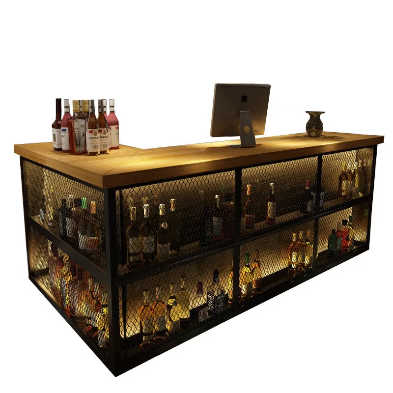 

New Design Fashionable Long High Industrial Vintage Restaurant Wood Slab Desk Table bar Counter