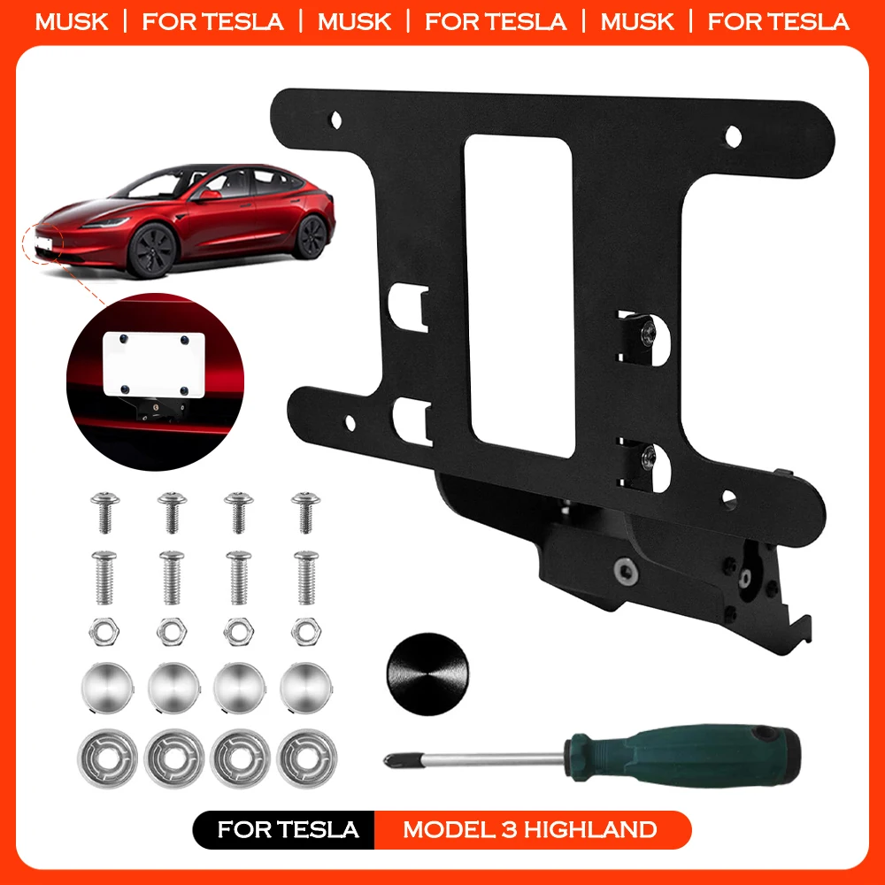 For Tesla Model 3 Highland 2024 Car Rear License Plate Frame Holder Bracket Anti-Theft Front License Plate Frame Car Accessories