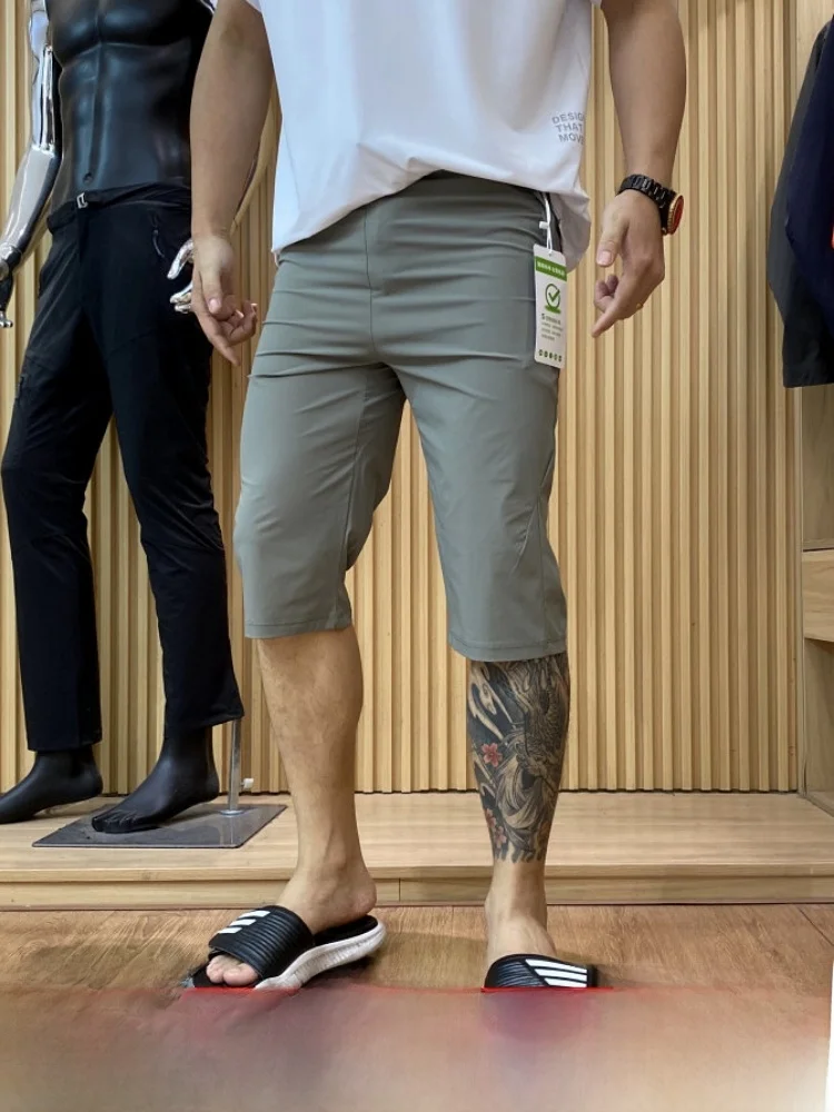 Quick Dry Breathable Outdoor Men's Sports Seven-Foot Casual Shorts Three-Proof Technology Instant Coolness Elastic Waistband