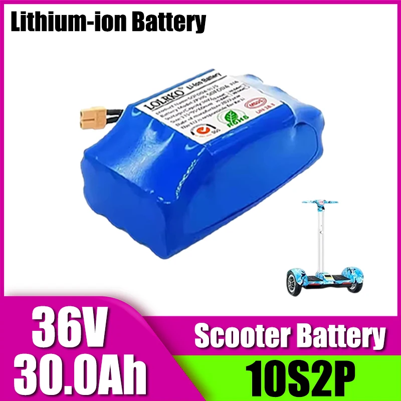 36V 30Ah 10S2P battery pack, rechargeable lithium-ion battery for electric self balancing scooters, with strong endurance